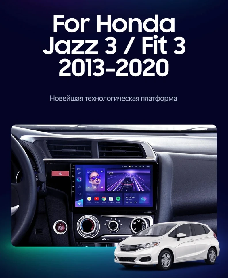 Штатная магнитола Teyes CC3 2K 4/32 Honda Jazz 3 (2013-2020) Тип-B