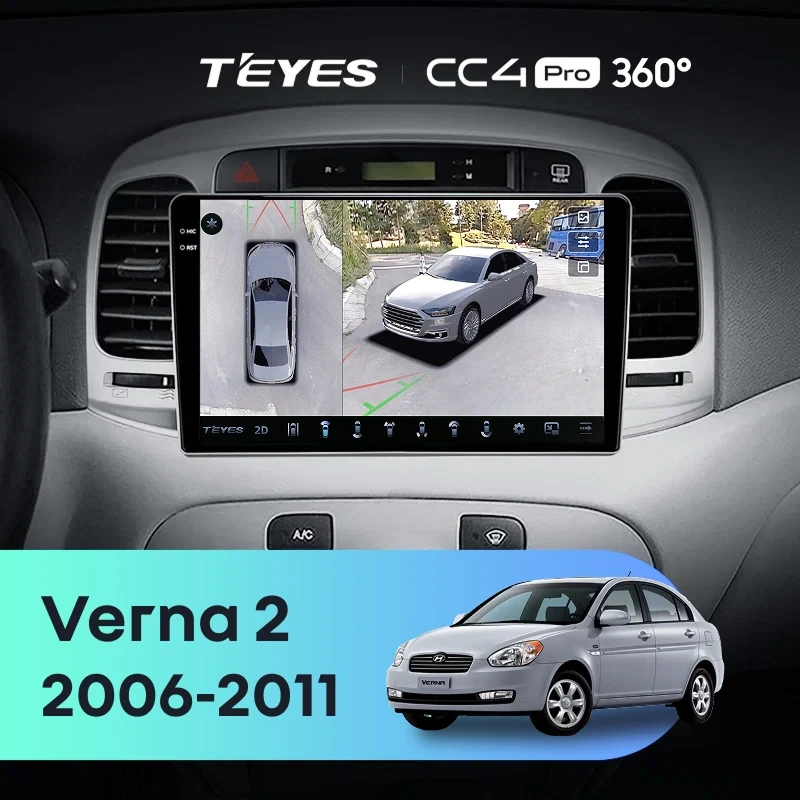 Штатная магнитола Teyes CC4 Pro 360 12/256 Hyundai Verna 2 (2006-2011)