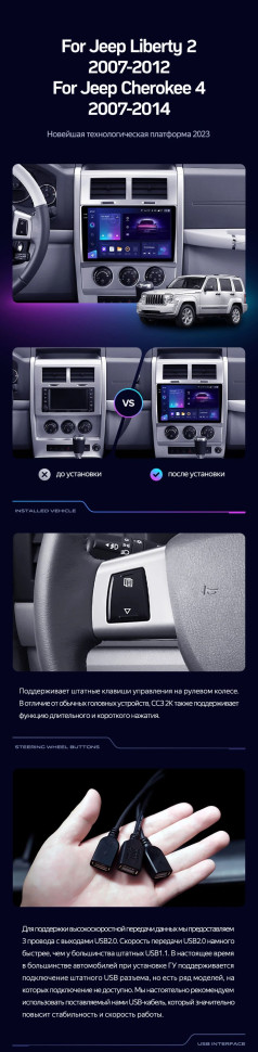 Штатная магнитола Teyes CC3 4/32 Jeep Liberty 2 KK (2007-2012)