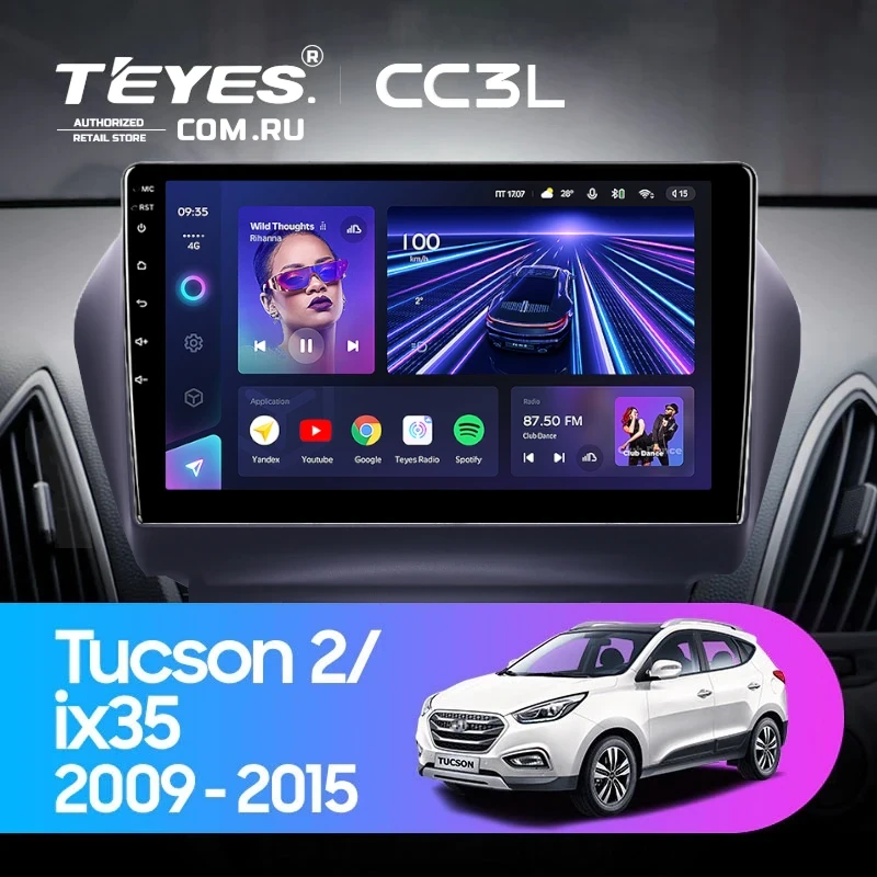 Штатная магнитола Teyes CC3L 4/64 Hyundai ix35 (2009-2015) (Tucson 2) Тип-C (10")