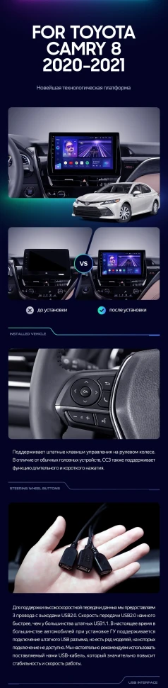 Штатная магнитола Teyes CC3 4/32 Toyota Camry 8 XV 70 (2020-2021)