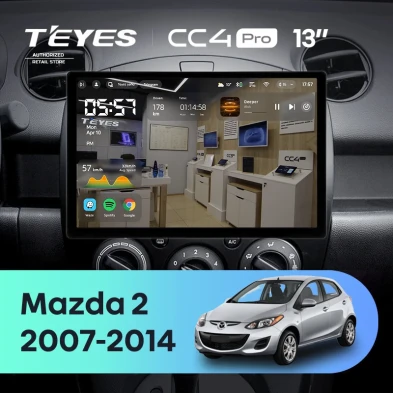 Штатная магнитола Teyes CC4 Pro 12/256 Mazda 2 DE (2007-2014) (13")