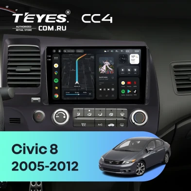 Штатная магнитола Teyes CC4 8/128 Honda Civic 8 4d (2005-2012)