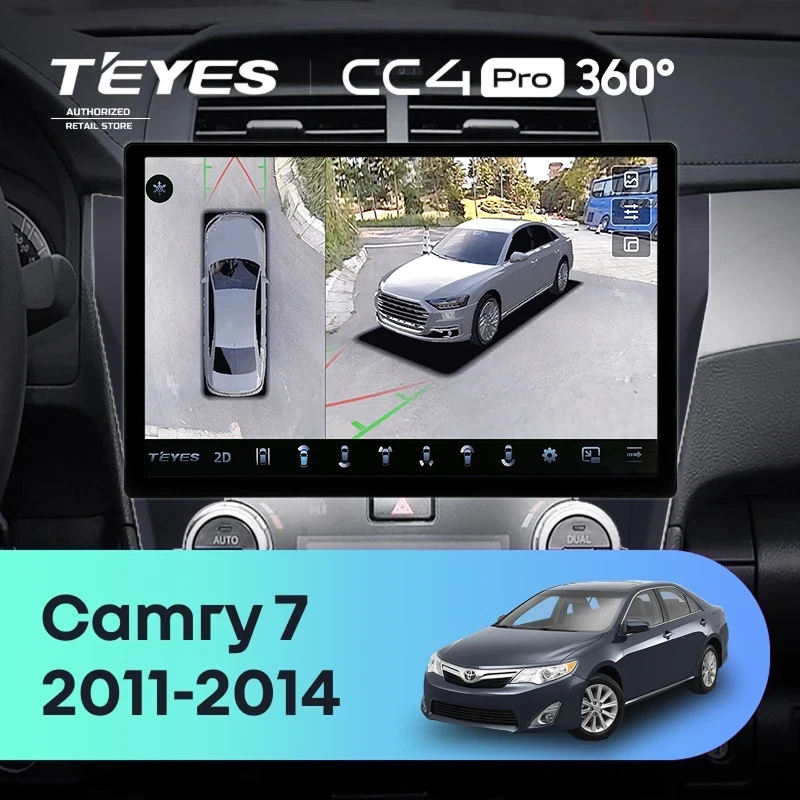 Штатная магнитола Teyes CC4 Pro 360 12/256 Toyota Camry 7 XV 50 55 (2011-2014) (черная) F2 (13")
