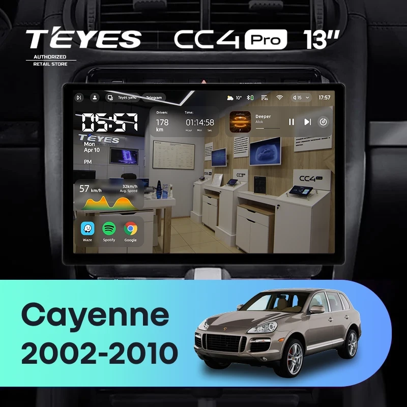 Штатная магнитола Teyes CC4 Pro 12/256 Porsche Cayenne I 1 9PA (2002-2010) (13")