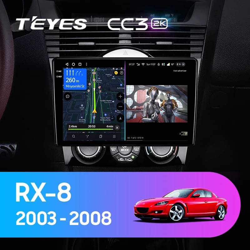 Штатная магнитола Teyes CC3 2K 360 6/128 Mazda RX-8 SE (2003-2008)