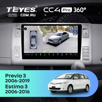 Штатная магнитола Teyes CC4 Pro 360 12/256 Toyota Estima AHR20 XR50 3 (2006-2016) Правый руль