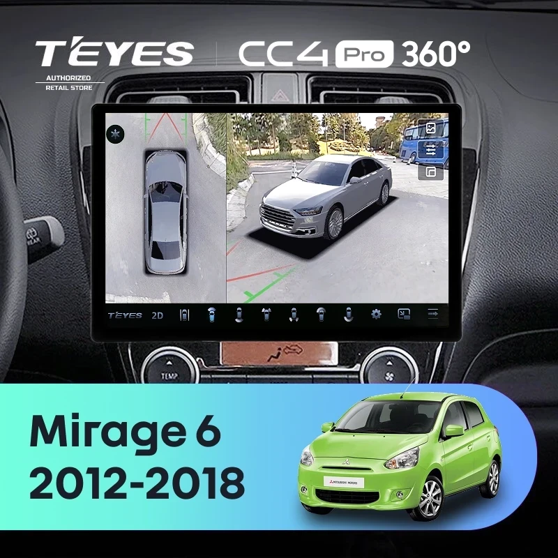 Штатная магнитола Teyes CC4 Pro 360 8/128 Mitsubishi Mirage 6 (2012-2018) (13")