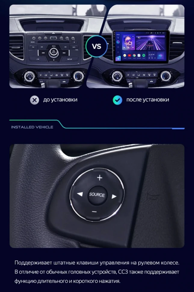 Штатная магнитола Teyes CC3 2K 360 6/128 Honda CR-V 4 RM RE (2011-2018) Тип-C