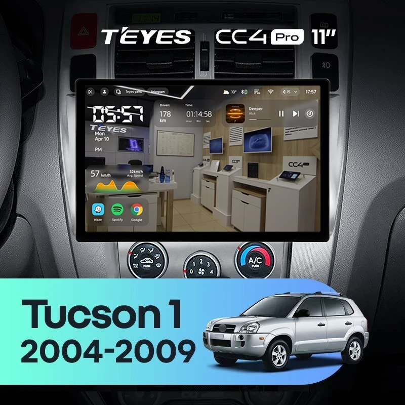 Штатная магнитола Teyes CC4 Pro 8/128 Hyundai Tucson 1 (2004-2009) F1 (11")