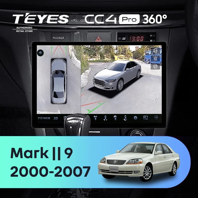 Штатная магнитола Teyes CC4 Pro 360 12/256 Toyota Mark II 9 X100 (2000-2007) F1 (13")