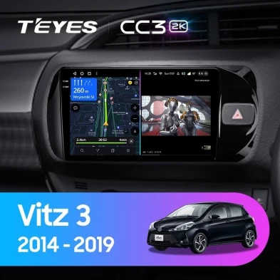 Штатная магнитола Teyes CC3 2K 6/128 Toyota Vitz III XP130 (2014-2019) Правый руль