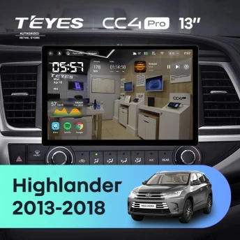 Штатная магнитола Teyes CC4 Pro 12/256 Toyota Highlander 3 XU50 (2013-2018) (13")