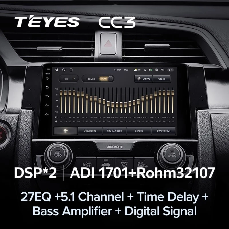 Штатная магнитола Teyes CC3 4/32 Honda Civic 10 FC FK (2015-2020)