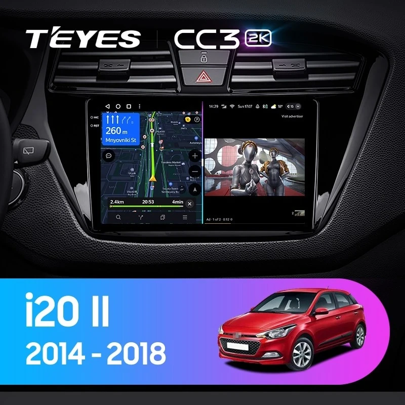 Штатная магнитола Teyes CC3 2K 4/64 Hyundai i20 2 GB (2014-2018)