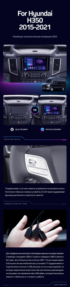 Штатная магнитола Teyes CC3L 4/64 Hyundai H350 (2015-2021)