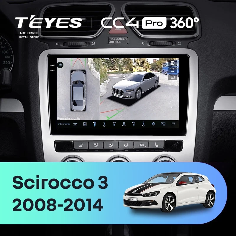 Штатная магнитола Teyes CC4 Pro 360 12/256 Volkswagen Scirocco 3 (2008-2014) F4 (Серая)