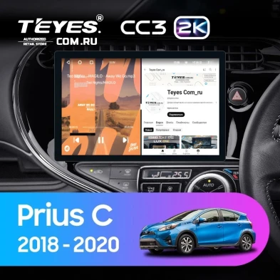 Штатная магнитола Teyes CC3 2K 6/128 Toyota Prius C (2018-2020) Правый руль (11")