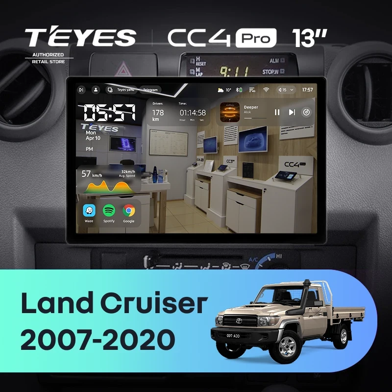 Штатная магнитола Teyes CC4 Pro 12/256 Toyota Land Cruiser 70 Series LC 79 (2007-2020) (13")