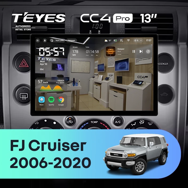 Штатная магнитола Teyes CC4 Pro 8/128 Toyota FJ Cruiser J15 (2006-2020) F2 (13")