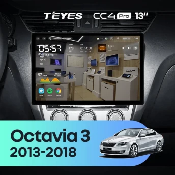 Штатная магнитола Teyes CC4 Pro 12/256 Skoda Octavia 3 A7 (2013-2018) Тип-A (13")