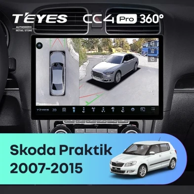 Штатная магнитола Teyes CC4 Pro 360 12/256 Skoda Praktik (2007-2015) (11")