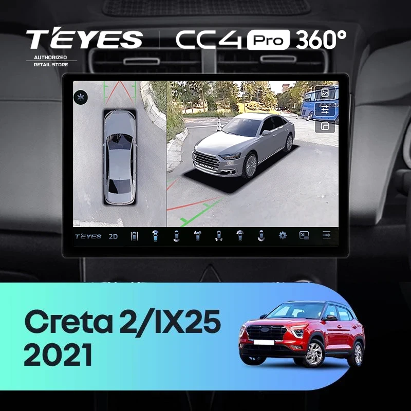 Штатная магнитола Teyes CC4 Pro 360 12/256 Hyundai Creta 2 (2021-2022) (глянец) F2 (13")