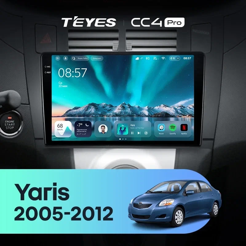 Штатная магнитола Teyes CC4 Pro 12/256 Toyota Yaris 2 XP90 (2005-2012) F2