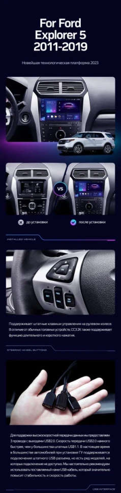 Штатная магнитола Teyes CC3 2K 4/32 Ford Explorer 5 (2011-2019) Тип-A
