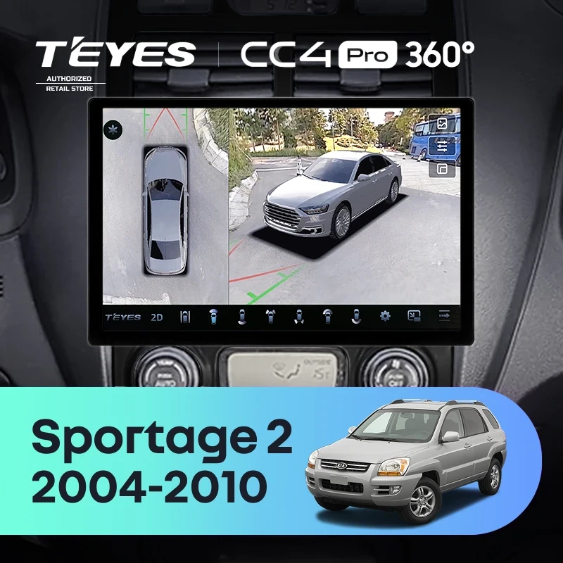Штатная магнитола Teyes CC4 Pro 360 8/128 Kia Sportage 2 (2004-2010) F2 (13")