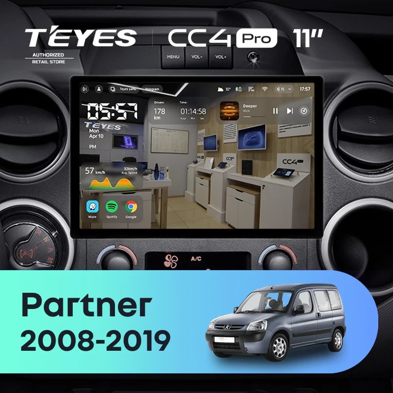 Штатная магнитола Teyes CC4 Pro 12/256 Peugeot Partner (2008-2019) (11")