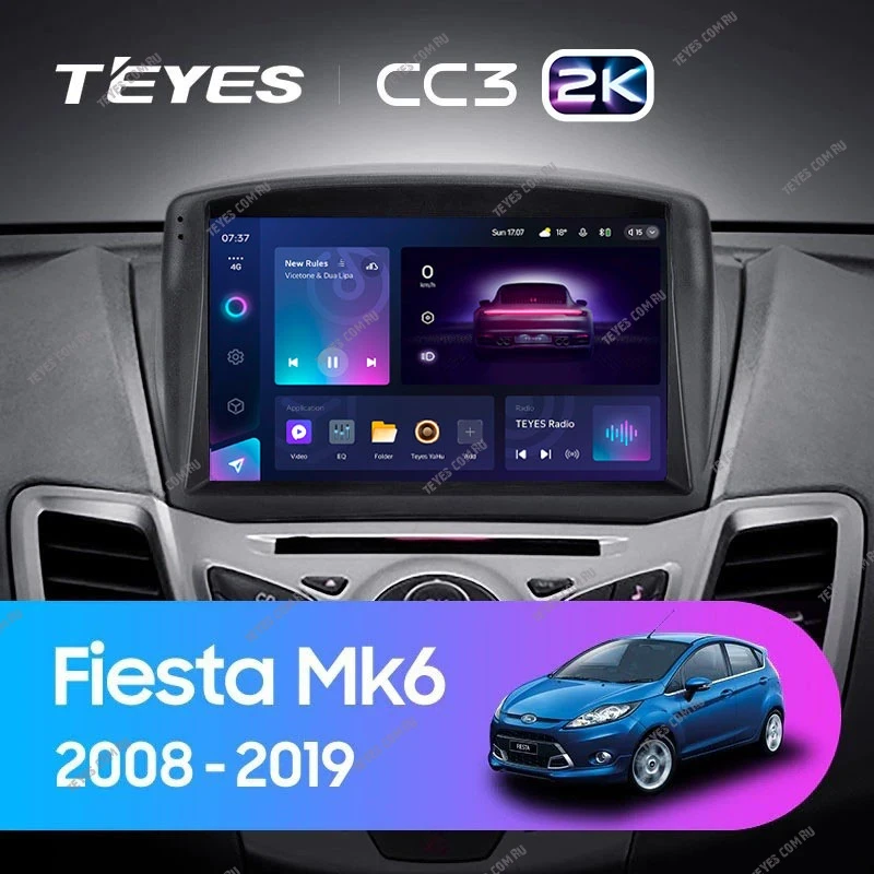 Штатная магнитола Teyes CC3 2K 4/64 Ford Fiesta Mk 6 (2008-2019) F2 Тип-A