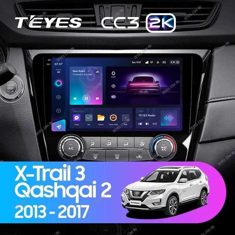 Штатная магнитола Teyes CC3 2K 4/64 Nissan Qashqai 2 (2013-2021) F2 климат контроль Тип-AB