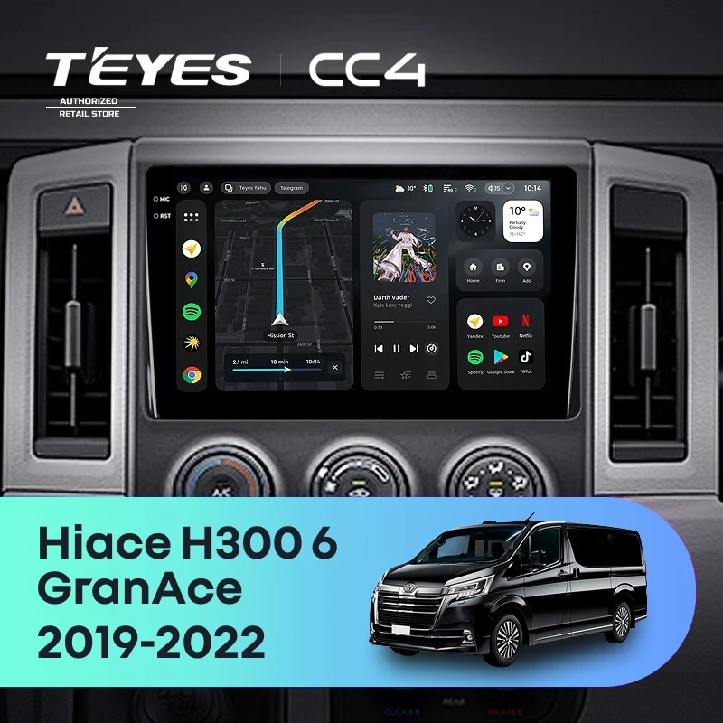 Штатная магнитола Teyes CC4 6/64 Toyota Hiace H300 VI (2019-2022) Тип-B