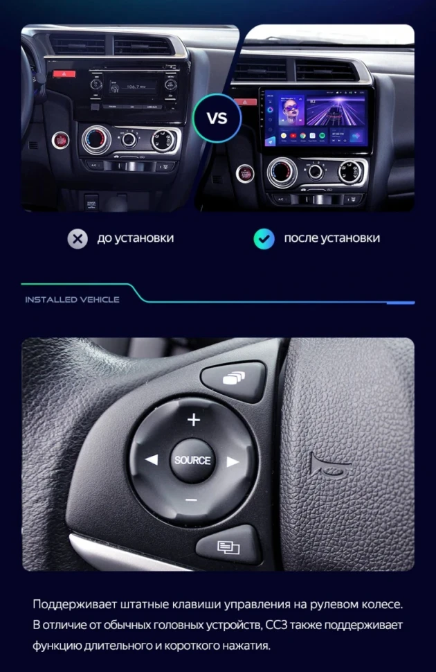 Штатная магнитола Teyes CC3 2K 6/128 Honda Fit 3 (2013-2020) Тип-A