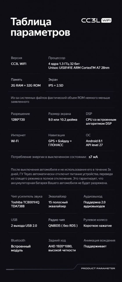 Штатная магнитола Teyes CC3L WiFi 2/32 Ford EcoSport (2014-2018) F1