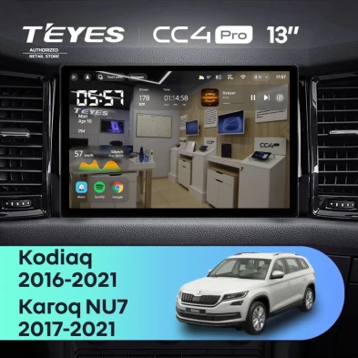 Штатная магнитола Teyes CC4 Pro 8/128 Skoda Kodiaq (2016-2021) Тип-B (13")