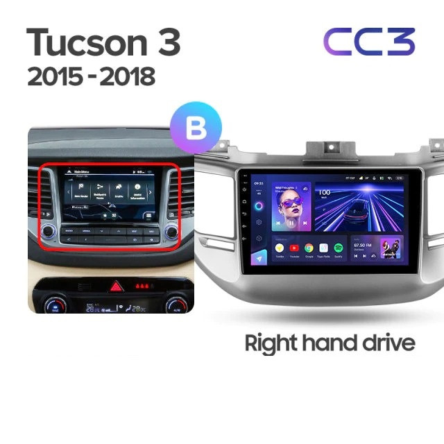 Штатная магнитола Teyes CC3 4/32 Hyundai Tucson 3 (2015-2018) Тип-A
