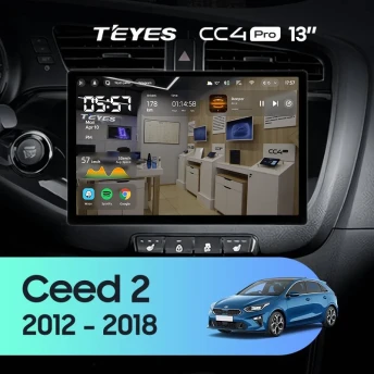 Штатная магнитола Teyes CC4 Pro 12/256 Kia Ceed 2 JD (2012-2018) (13")
