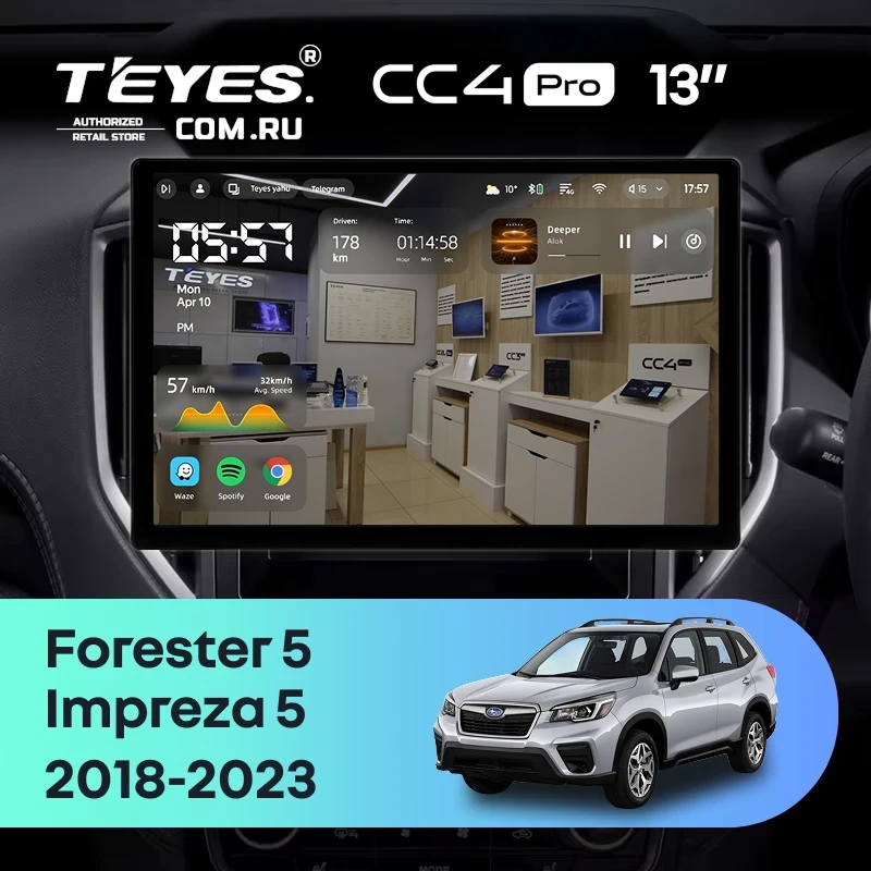 Штатная магнитола Teyes CC4 Pro 12/256 Subaru Impreza 5 (2018-2023) (13")