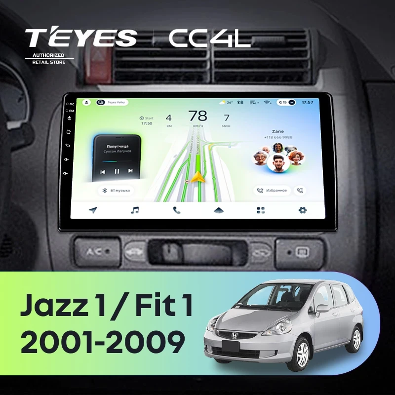 Штатная магнитола Teyes CC4L 6/64 Honda Jazz 1 (2001-2009)