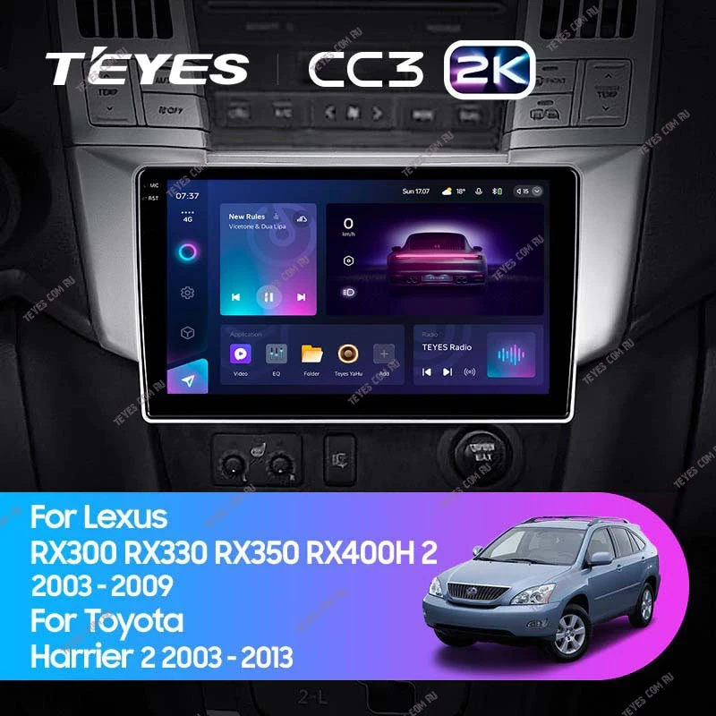 Штатная магнитола Teyes CC3 2K 4/32 Toyota Harrier (2003-2009) F1