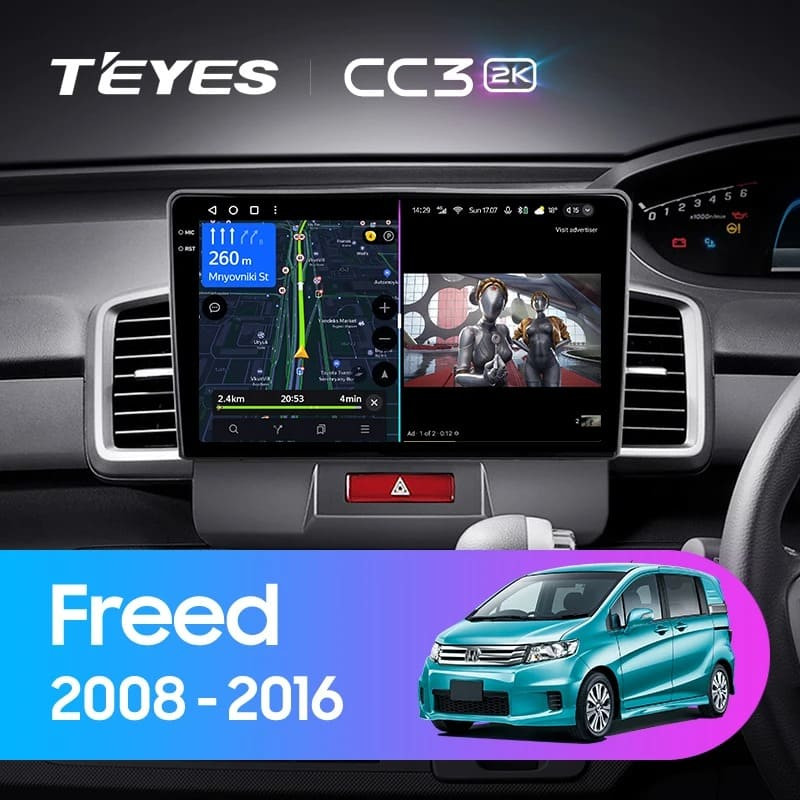 Штатная магнитола Teyes CC3 2K 360 6/128 Honda Freed 1 (2008-2016) F1 Правый руль