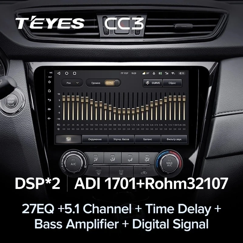 Штатная магнитола Teyes CC3 4/32 Nissan Qashqai 2 (2013-2021) F2 климат контроль Тип-AB