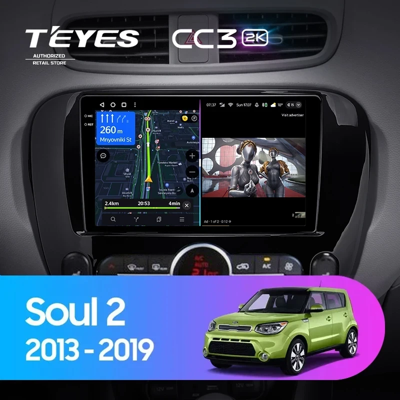Штатная магнитола Teyes CC3 2K 6/128 Kia Soul 2 PS (2013-2019) Тип-A