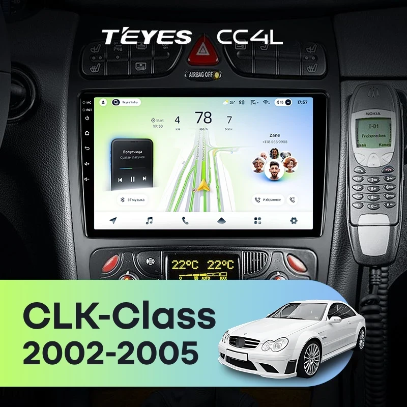 Штатная магнитола Teyes CC4L 4/64 Mercedes-Benz CLK-Class C209 A209 (2002-2005) F2