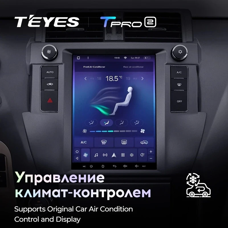 Штатная магнитола Tesla style Teyes TPRO 2 4/64 Toyota Land Cruiser Prado 150 (2013-2017)