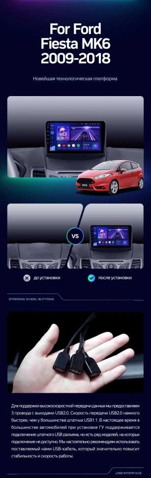 Штатная магнитола Teyes CC3 2K 360 6/128 Ford Fiesta 6 (2009-2018) F1 Тип-B