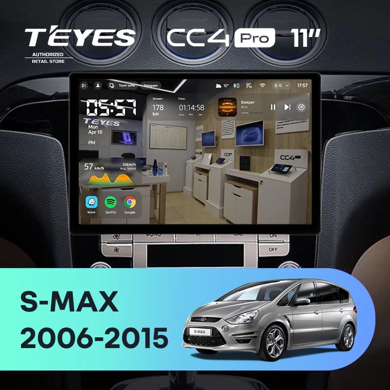 Штатная магнитола Teyes CC4 Pro 8/128 Ford S-MAX 1 (2006-2015) F1 (11")