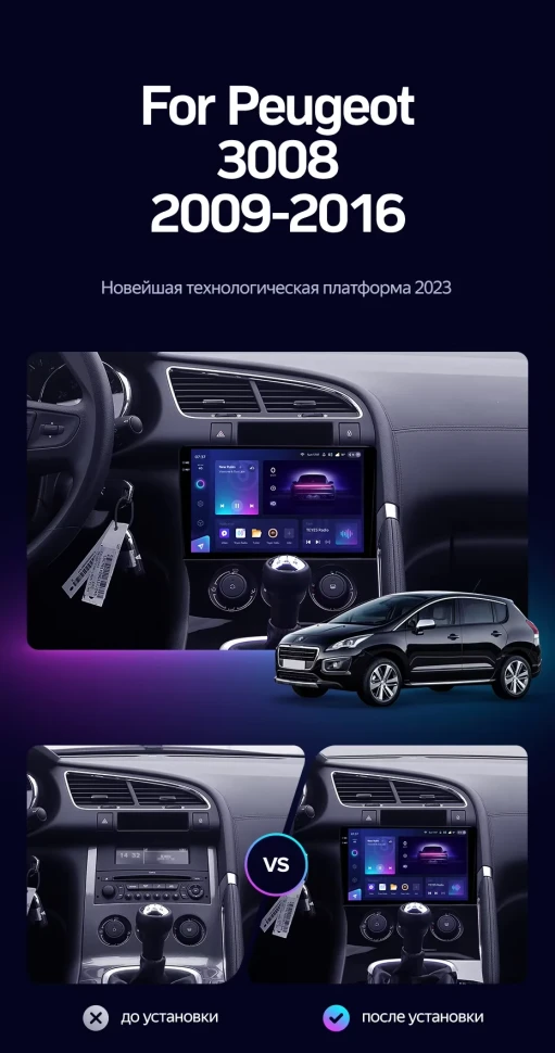 Штатная магнитола Teyes CC3 2K 360 6/128 Peugeot 3008 1 (2009-2016) F2